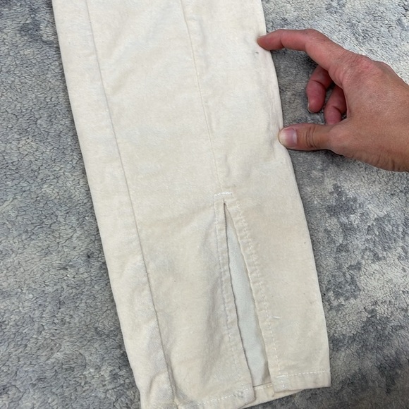 NWT L’Agence Jyothi Velvet Skinny Jeans Champagne Cream Crop Split Hem Sz 28 - Picture 12 of 15